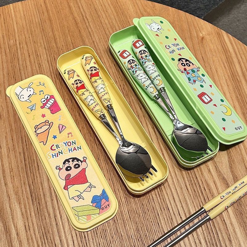 Weaning Spoon Set - Conjunto de talheres portátil de aço