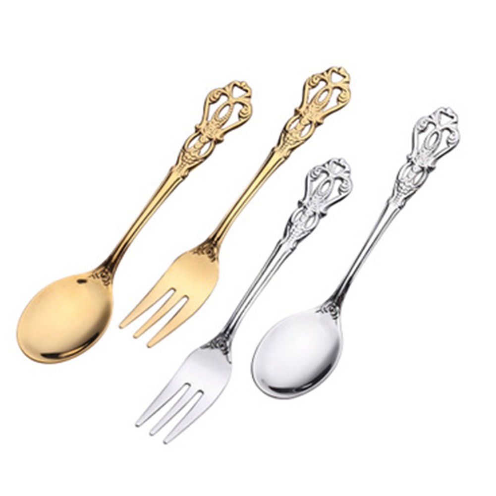 Weaning Spoon Set - 1 Par de Talheres Vintage Dourados