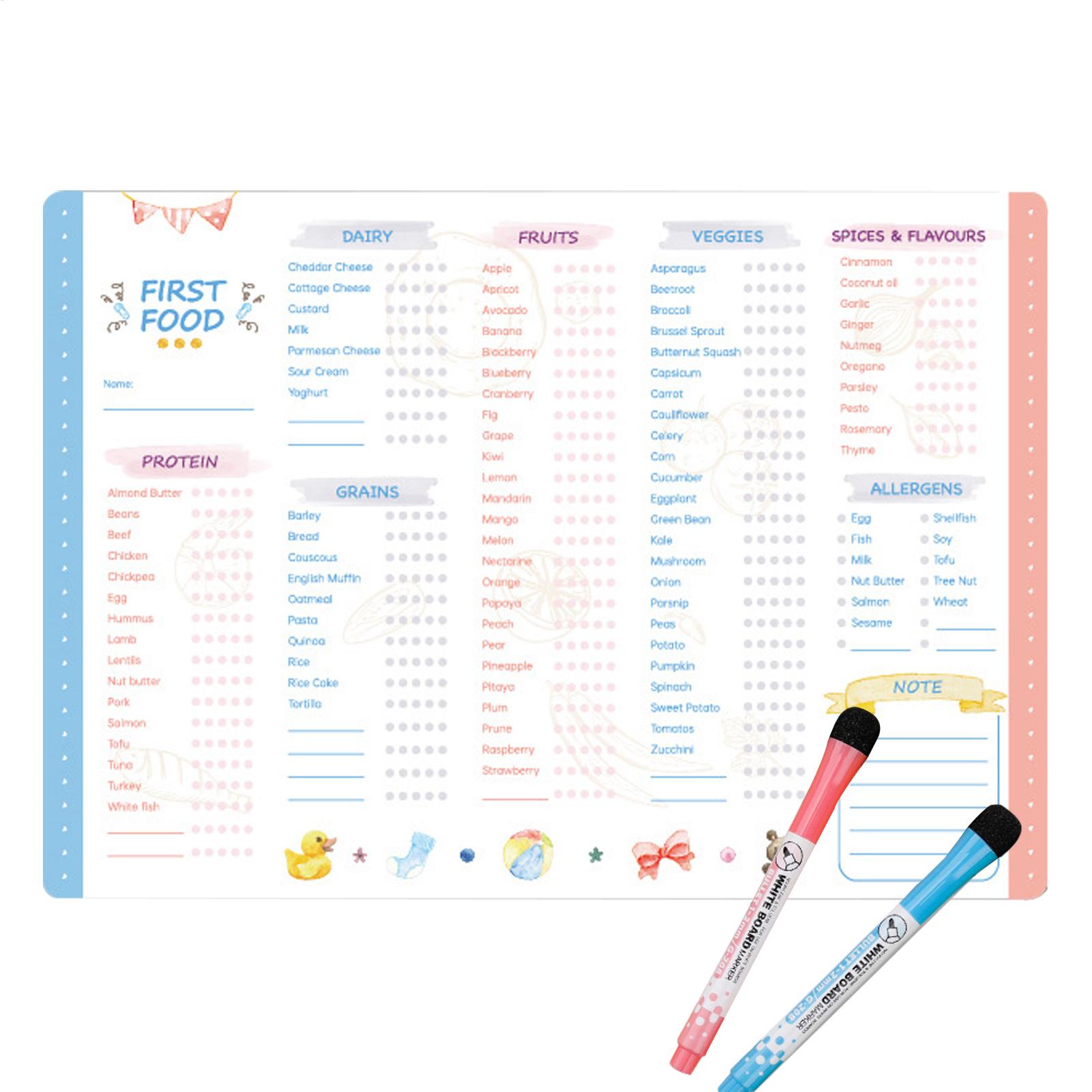 Baby Food Checklist - Quadro Magnético de Primeiros Alimentos para