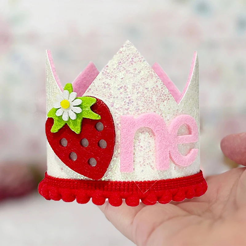 Baby Food Year Old - Chapéu de Aniversário Rosa com Coroa