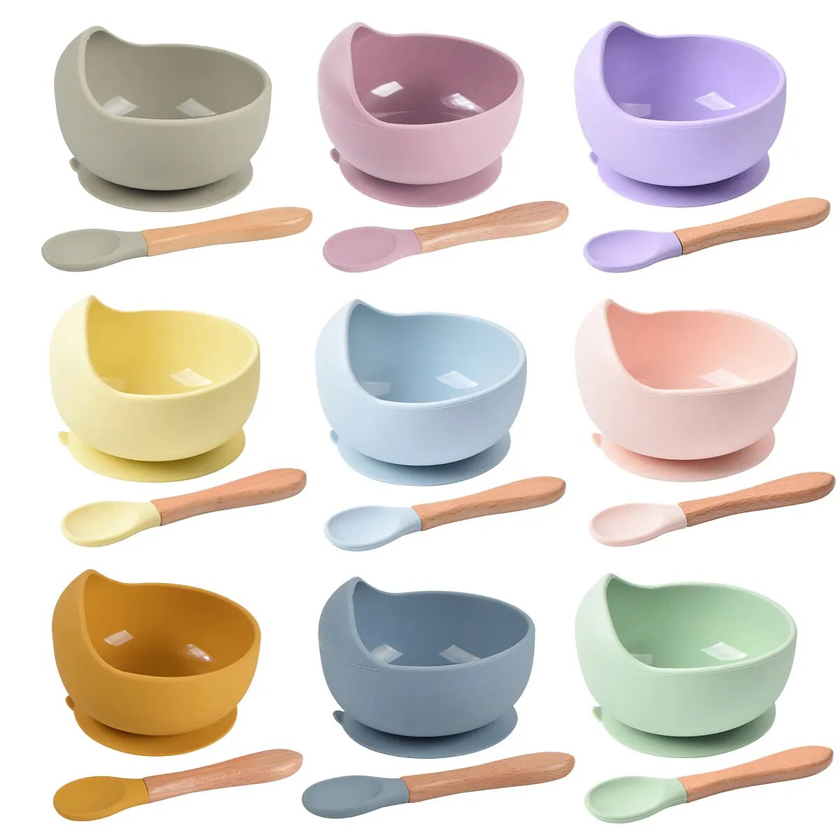 Baby Food Dinner - Silicone bebê alimentação tigela talheres para