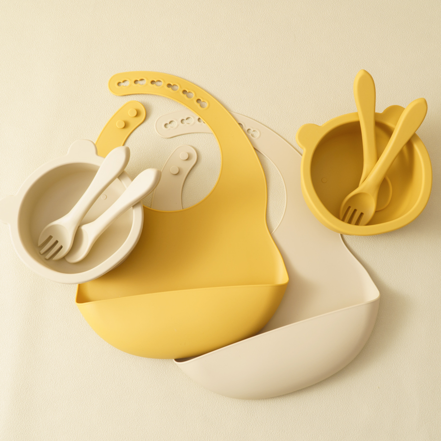 Baby Food Dinner - Louça de silicone infantil, conjunto de